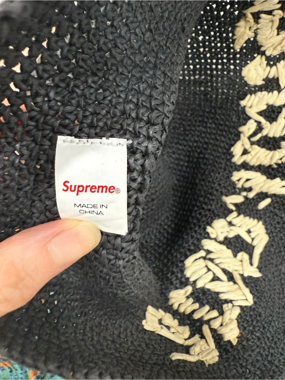 Supreme SS22 Raffia Crusher Bucket Hat Black
